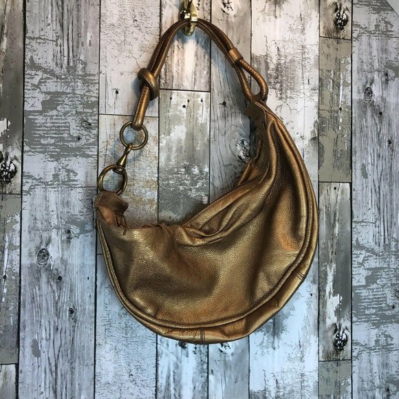 Fossil leather gold hobo purse - Picture 2 of 10